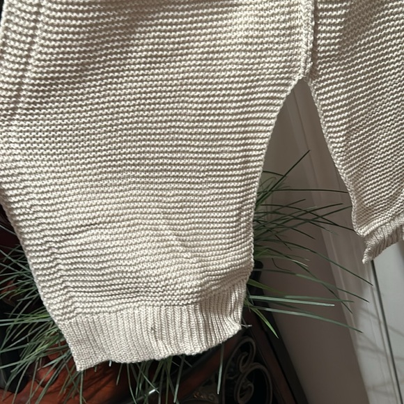 🍂New Khaki Solid Knit Longline Open Front Bishop Sleeve Split Hem Cardigan Med - Picture 13 of 16